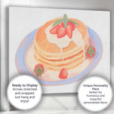Strawberry Pancakes with Cream Watercolour Breakfast Canvas Wall Art Print Decor Picture Ready to Hang
