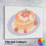 Strawberry Pancakes with Cream Watercolour Breakfast Canvas Wall Art Print Decor Picture Ready to Hang