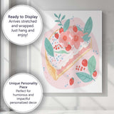 Strawberry Floral Dessert Tart Watercolour Illustration Canvas Wall Art Print Decor Picture Ready to Hang
