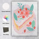 Strawberry Floral Dessert Tart Watercolour Illustration Canvas Wall Art Print Decor Picture Ready to Hang