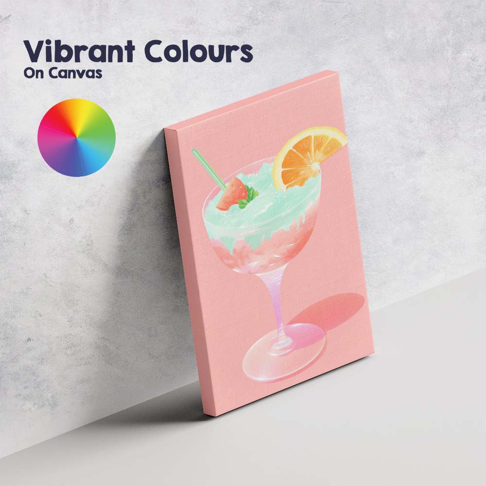 Pastel Tropical Citrus Cocktail Watercolour Drink Canvas Wall Art Print Decor Picture Ready to Hang