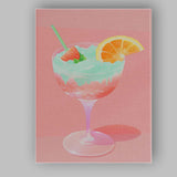 Pastel Tropical Citrus Cocktail Watercolour Drink Canvas Wall Art Print Decor Picture Ready to Hang