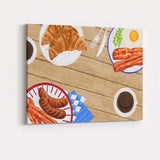 Rustic Full English Breakfast Watercolour Food Illustration Canvas Wall Art Print Decor Picture Ready to Hang