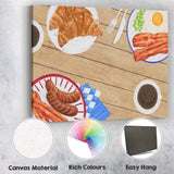 Rustic Full English Breakfast Watercolour Food Illustration Canvas Wall Art Print Decor Picture Ready to Hang