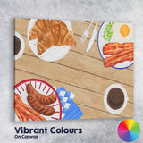 Rustic Full English Breakfast Watercolour Food Illustration Canvas Wall Art Print Decor Picture Ready to Hang