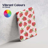 Watercolour Strawberry Repeat Pattern Pink Background Canvas Wall Art Print Decor Picture Ready to Hang