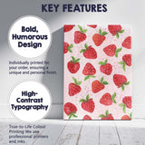 Watercolour Strawberry Repeat Pattern Pink Background Canvas Wall Art Print Decor Picture Ready to Hang