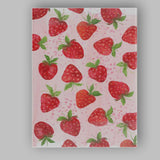 Watercolour Strawberry Repeat Pattern Pink Background Canvas Wall Art Print Decor Picture Ready to Hang