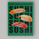 Fresh Salmon Shrimp Tuna Sushi Restaurant Poster Canvas Wall Art Print Decor Picture Ready to Hang