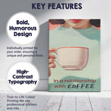 Minimalist Coffee Lover Portrait Illustration Canvas Wall Art Print Decor Picture Ready to Hang