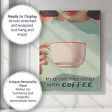 Minimalist Coffee Lover Portrait Illustration Canvas Wall Art Print Decor Picture Ready to Hang