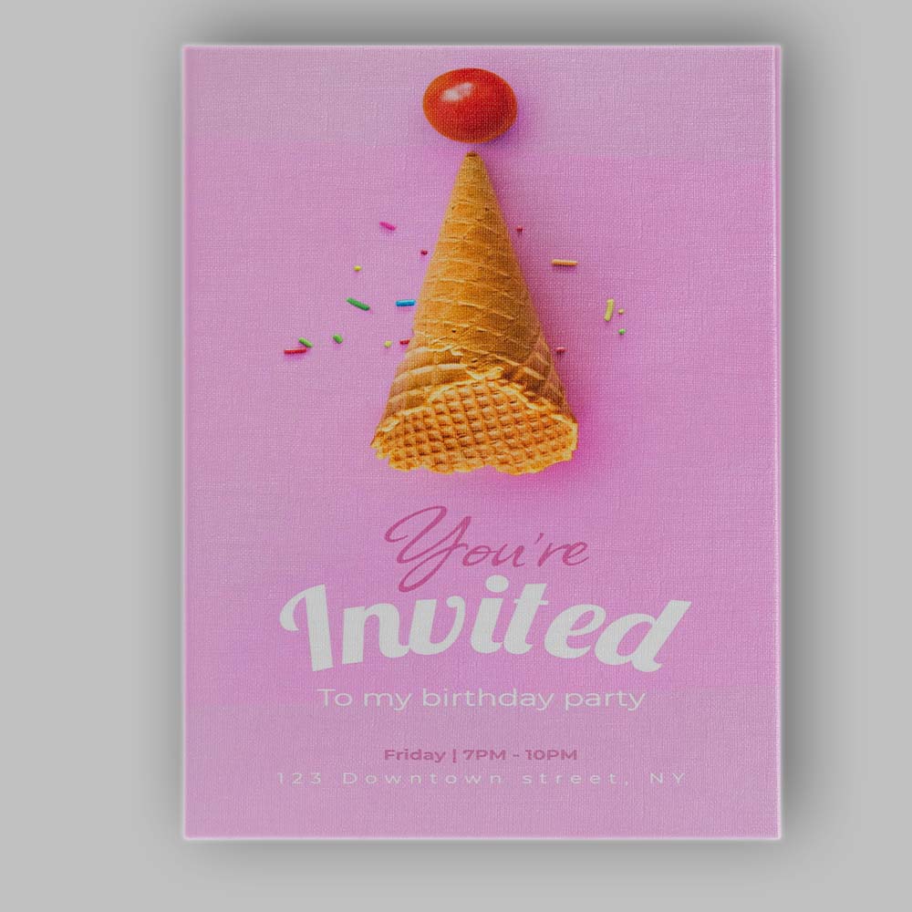 Pink Ice Cream Birthday Party Invitation Poster Canvas Wall Art Print Decor Picture Ready to Hang