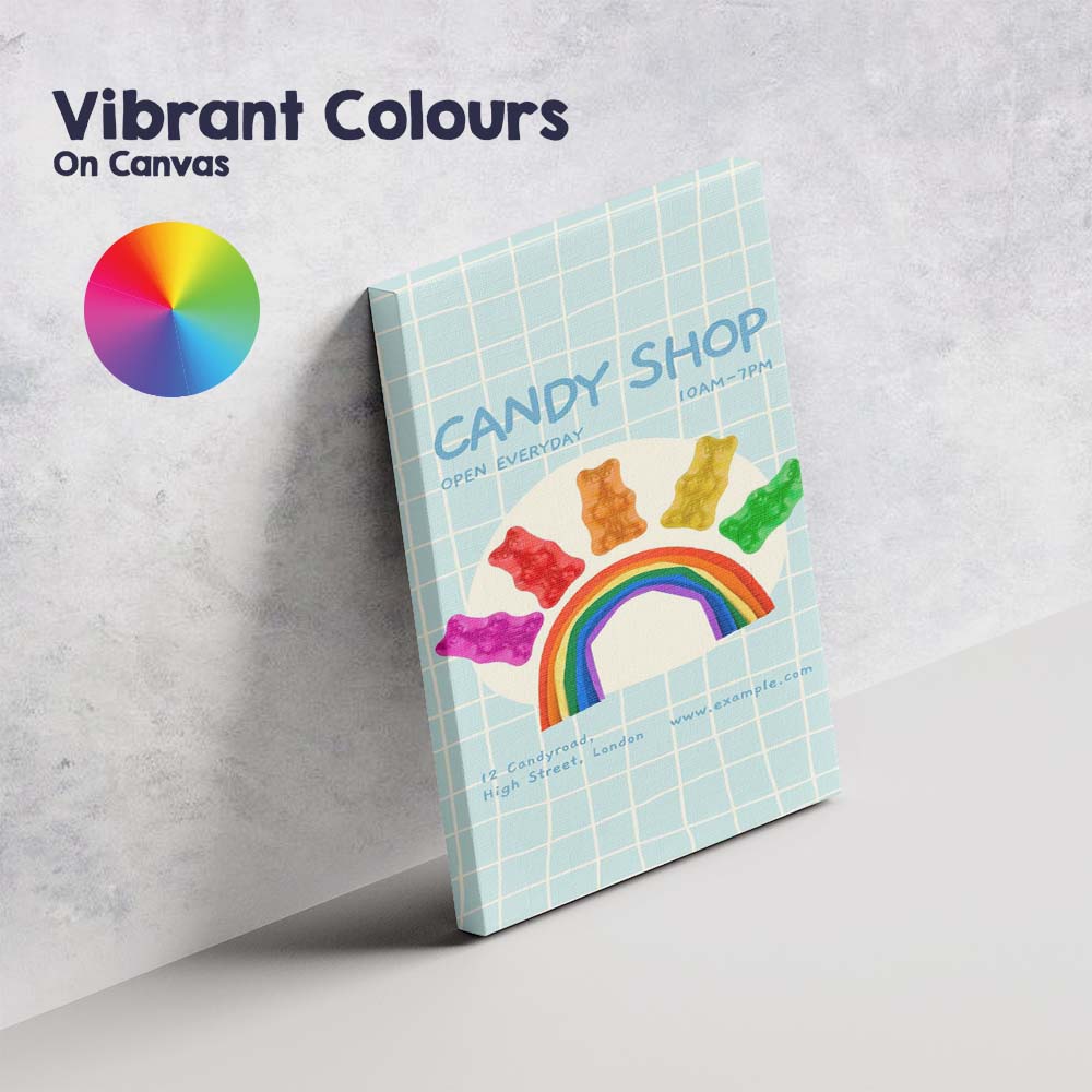Cute Gummy Bear Rainbow Candy Shop Poster Canvas Wall Art Print Decor Picture Ready to Hang