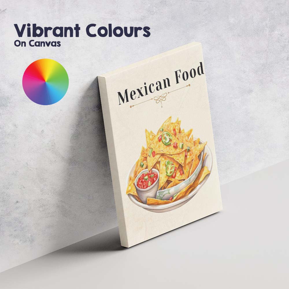 Mexican Nachos Salsa Spicy Street Food Illustration Canvas Wall Art Print Decor Picture Ready to Hang