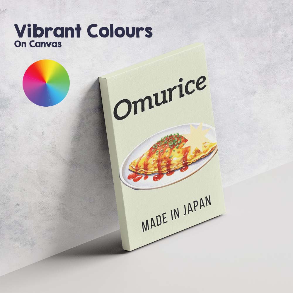 Japanese Omurice Omelette Rice Food Illustration Canvas Wall Art Print Decor Picture Ready to Hang