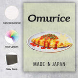 Japanese Omurice Omelette Rice Food Illustration Canvas Wall Art Print Decor Picture Ready to Hang