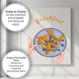 Fresh Citrus Blueberry Pancake Breakfast Illustration Canvas Wall Art Print Decor Picture Ready to Hang