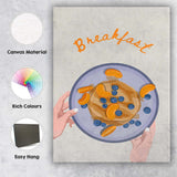 Fresh Citrus Blueberry Pancake Breakfast Illustration Canvas Wall Art Print Decor Picture Ready to Hang