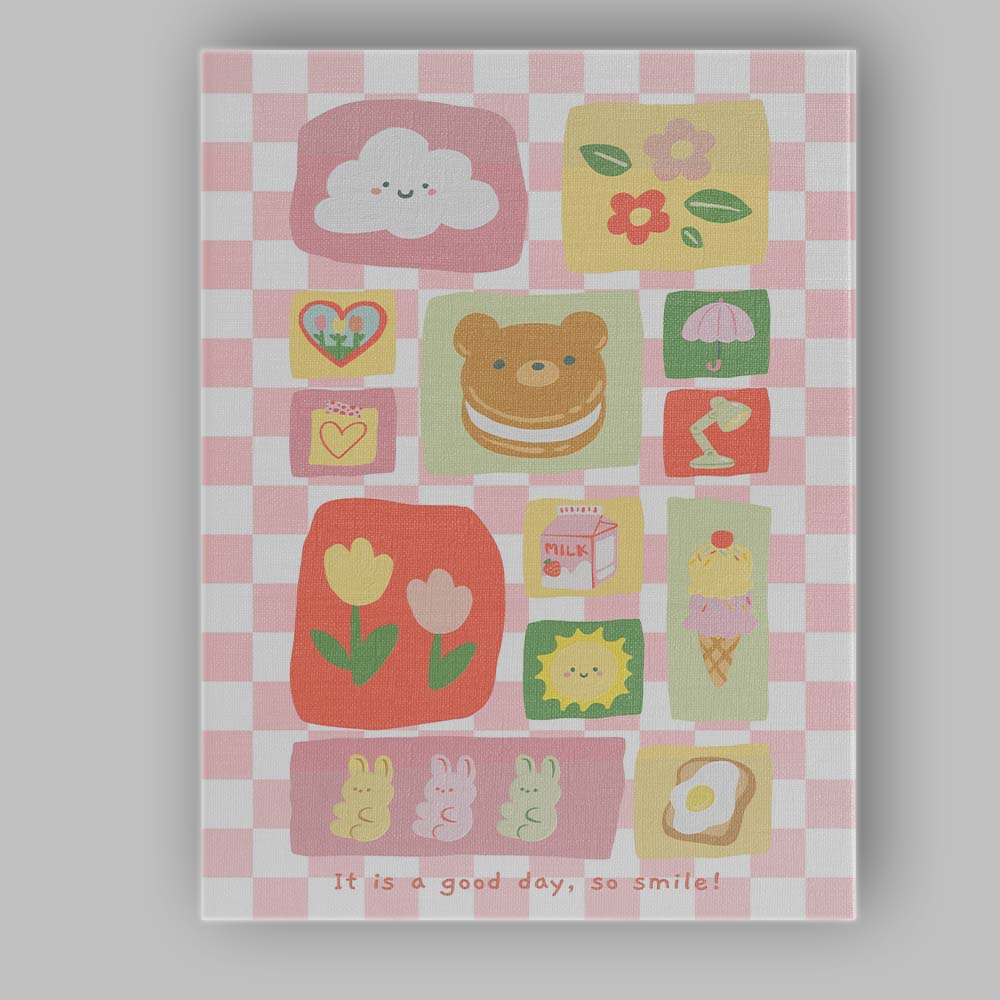 Cute Pastel Kawaii Dessert Food Collage Pattern Canvas Wall Art Print Decor Picture Ready to Hang