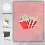 Cinema Popcorn Soft Drink Movie Night Illustration Canvas Wall Art Print Decor Picture Ready to Hang