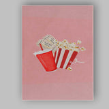 Cinema Popcorn Soft Drink Movie Night Illustration Canvas Wall Art Print Decor Picture Ready to Hang