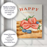 Strawberry Waffle Sweet Dessert Watercolour Illustration Canvas Wall Art Print Decor Picture Ready to Hang