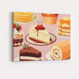 Assorted Cakes Cheesecake Pancakes Dessert Pattern Canvas Wall Art Print Decor Picture Ready to Hang