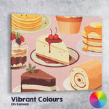 Assorted Cakes Cheesecake Pancakes Dessert Pattern Canvas Wall Art Print Decor Picture Ready to Hang