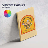 Cute Cartoon Burger Fast Food Mascot Retro Illustration Canvas Wall Art Print Decor Picture Ready to Hang