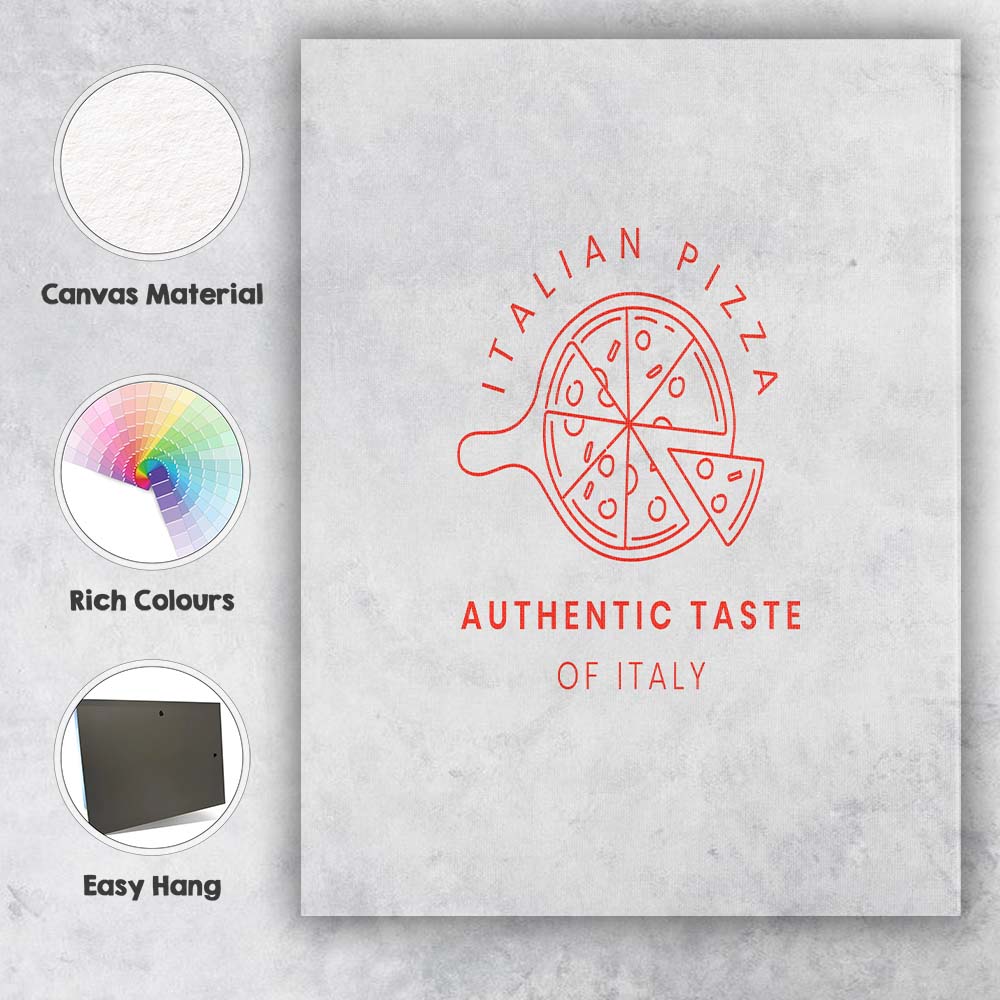 Minimalist Italian Pizza Slice Line Art Restaurant Logo Canvas Wall Art Print Decor Picture Ready to Hang