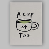 Rustic Hand Drawn Cup of Tea Illustration Canvas Wall Art Print Decor Picture Ready to Hang