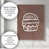 Minimalist Mama Burger Fast Food Typography Illustration Canvas Wall Art Print Decor Picture Ready to Hang