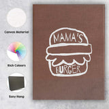 Minimalist Mama Burger Fast Food Typography Illustration Canvas Wall Art Print Decor Picture Ready to Hang