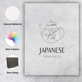 Minimalist Japanese Teapot Botanical Line Art Canvas Wall Art Print Decor Picture Ready to Hang