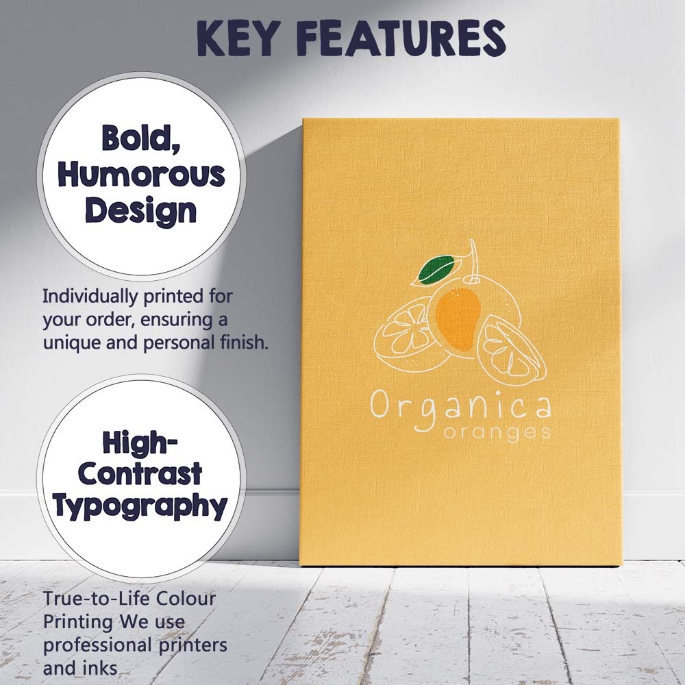 Minimalist Organic Orange Citrus Fruit Line Art Canvas Wall Art Print Decor Picture Ready to Hang