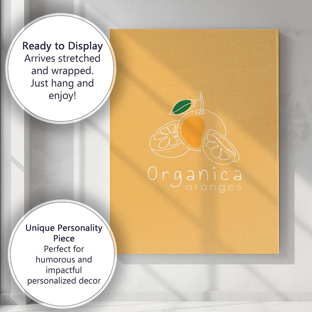 Minimalist Organic Orange Citrus Fruit Line Art Canvas Wall Art Print Decor Picture Ready to Hang