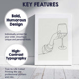Minimalist Hand Holding Wine Glass Continuous Line Drawing Canvas Wall Art Print Decor Picture Ready to Hang