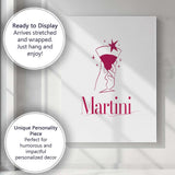 Elegant Martini Cocktail Hand Illustration Minimalist Bar Canvas Wall Art Print Decor Picture Ready to Hang