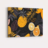 Dark Tropical Citrus Fruit Botanical Leaf Pattern Canvas Wall Art Print Decor Picture Ready to Hang