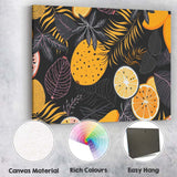 Dark Tropical Citrus Fruit Botanical Leaf Pattern Canvas Wall Art Print Decor Picture Ready to Hang