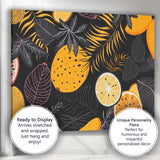 Dark Tropical Citrus Fruit Botanical Leaf Pattern Canvas Wall Art Print Decor Picture Ready to Hang
