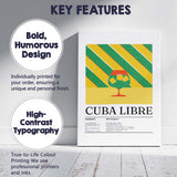 Minimalist Cuba Libre Cocktail Recipe Kitchen Print Canvas Wall Art Print Decor Picture Ready to Hang