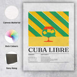 Minimalist Cuba Libre Cocktail Recipe Kitchen Print Canvas Wall Art Print Decor Picture Ready to Hang