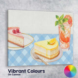 Lemon Cheesecake Raspberry Dessert and Citrus Cocktail Canvas Wall Art Print Decor Picture Ready to Hang