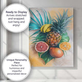 Tropical Pineapple Banana and Citrus Botanical Still Life Canvas Wall Art Print Decor Picture Ready to Hang