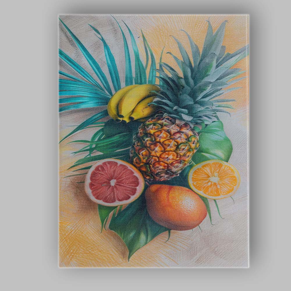 Tropical Pineapple Banana and Citrus Botanical Still Life Canvas Wall Art Print Decor Picture Ready to Hang