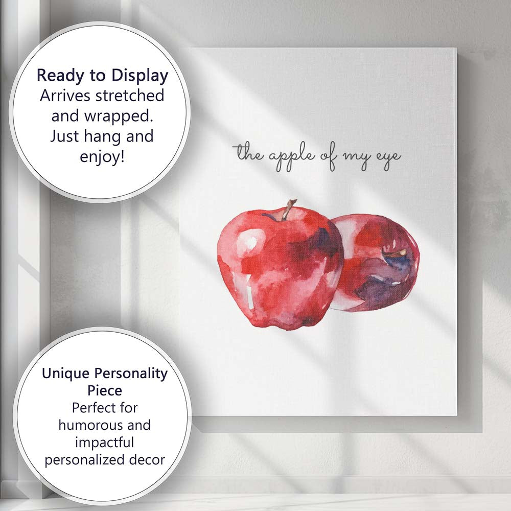 Minimalist Watercolour Apple Quote Kitchen Wall Art Canvas Wall Art Print Decor Picture Ready to Hang
