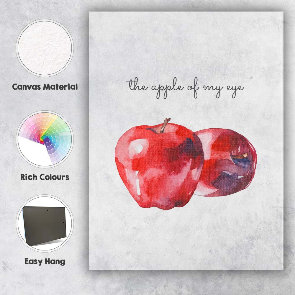 Minimalist Watercolour Apple Quote Kitchen Wall Art Canvas Wall Art Print Decor Picture Ready to Hang