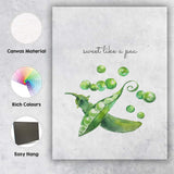 Watercolour Sweet Like a Pea Vegetable Kitchen Quote Canvas Wall Art Print Decor Picture Ready to Hang
