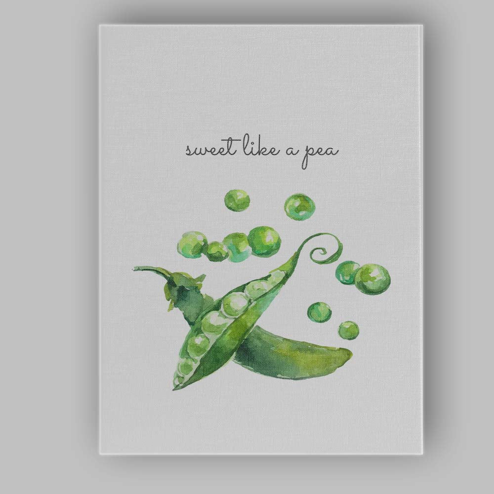 Watercolour Sweet Like a Pea Vegetable Kitchen Quote Canvas Wall Art Print Decor Picture Ready to Hang
